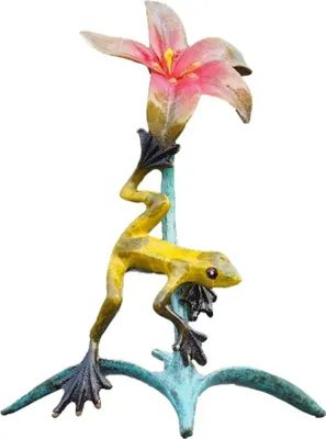 Produktbild von Schöner Frosch mit Blume aus Bronze Neu Frostfest Witterungsbeständig BOAN-1888