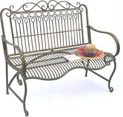 Immagine prodotto di DanDiBo panca da giardino in metallo resistente alle intemperie patina verde 110 cm panca a 2 posti JC150014 panca da parco ferro giardino