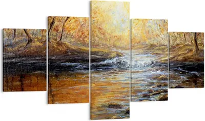 Produktbild von Bild auf Leinwand - Leinwandbild - Bach Park Baum - 125x70cm - Wand Bild - Wanddeko - Wandbilder - Leinwanddruck - Bilder - Kunstdruck - Wanddekoration - Leinwand bilder - Wandkunst - EA125x70-3973
