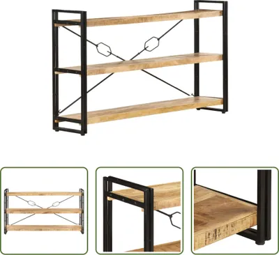 Produktbild von The Living Store Bücherregal 3 Fächer 140x30x80 cm Mango Massivholz