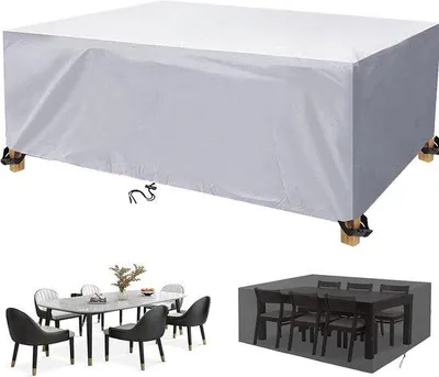 Image de Housse pour table de terrasse - Protection rectangulaire pour abri de jardin - Imperméable, tissu Oxford 420D - 300 x 280 x 100 cm - Argent