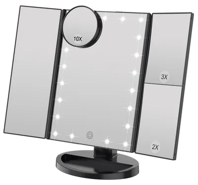 Productafbeelding van WEILY make-upspiegel met 21 LED-lampjes en 2x/3x vergroting, met USB-aansluiting en batterij