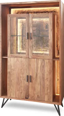 Produktbild von HUDSON Vitrine 2 Glas-/ 2 Holztüren / 1 Glasboden / Licht