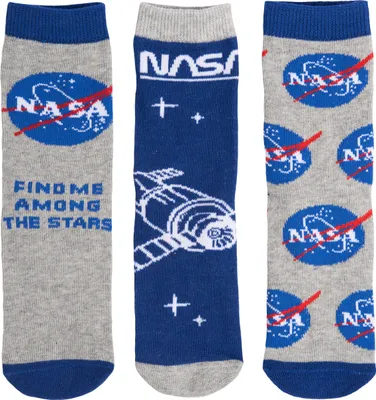 Zdjęcie produktu dla United Labels NASA skarpetki dla chłopców dzieci trampki skarpetki dziecięce niebieski/szary (opakowanie 3) 27/30
