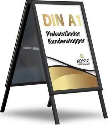 Produktbild von Wetterfester A1 Kundenstopper schwarz Plakatständer Outdoor beidseitig Keitum Black Line Gehwegaufsteller Werbetafel