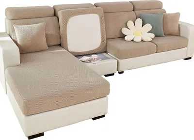 Obrázek produktu pro Kryt sedacího polštáře pohovky Stretch Sofa Cover, univerzální protiskluzový kryt pohovky Slipcover pro polštář pohovky 1/2/3 Seater L-Shaise Longue Chránič nábytku (světle hnědý, kryt opěradla pro délku 60-80 cm)