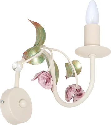 Produktbild von Wandlampe Floral "Rose" Weiß Rosa Metall Glas Wandleuchte Wohnzimmer Schlafzimmer Flur