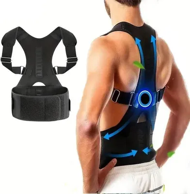 Image de Correcteur de posture, support dorsal réglable, soulagement de la douleur, noir-a, S