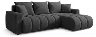 Produktbild von GIULIO Ecksofa mit Schlaffunktion und Bettkasten L-Form Bouclé Dunkelgrau