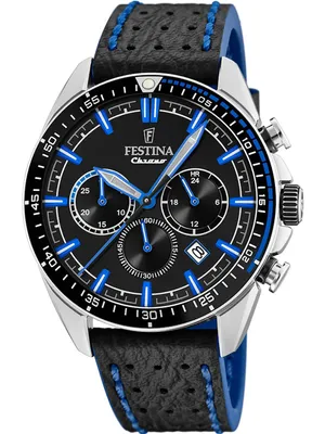 Zdjęcie produktu dla Zegarek męski FESTINA F20377/3 na skórzanym pasku, z datownikiem, czarny