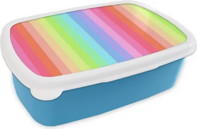Produktbild von KitchenYeah® Lunchbox Brotzeit Brotdose 17x11 cm Regenbogen - Muster - Pastell Kinder Brotzeitdose - Lunch - Kunststoff  - Brotbüchse - Sandwichbox - Lunchbox für Kinder