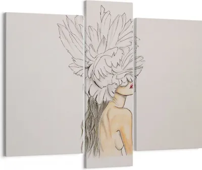 Produktbild von Bild auf Leinwand - Leinwandbild - 3 Teile - Mode Frau Zeichnung - 95x80cm - Wand Bild - Wanddeko - Wandbilder - Leinwanddruck - Bilder - Wanddekoration - Leinwand bilder - Wandbild - CB95x80-4873