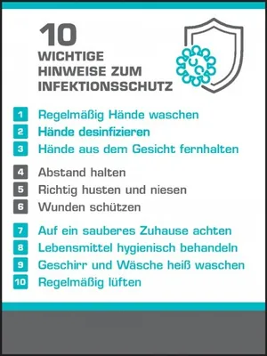 Produktbild von Dreifke® Schild I Aushang Die 10 wichtigsten Hygienetipps, Kunststoff, 300x400mm