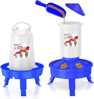 Produktbild von Futterbehälter zum Schwenken, 3 Liter & Wasserspender, 1,5 Liter - Blau