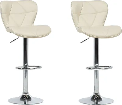 Produktbild von BELIANI Barhocker Hellbeige Kunstleder Höhenverstellbar Drehbar mit Hoher Rückenlehne Silbernes Metallgestell Fußstütze Modern Kücheninsel Küchenbar