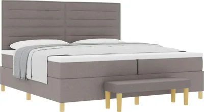 Zdjęcie produktu dla vidaXL Łóżko na sprężynach skrzyniowych z wezgłowiem w kolorze ciemnoszarym 200 x 200 cm z tkaniny
