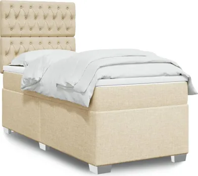 Produktbild von Möbel Boxspringbett mit Matratze Creme 90x200 cm Stoff - Klassische Betten 3292683
