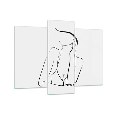 Produktbild von Bilder auf glas - 3 Teile - Frau Linien Minimalismus - 130x100cm - Glasbilder - Wandbilder - Bilder - zum Aufhängen bereit - Wanddekoration aus Glas - Glas Bilder - Wandbild auf Glas - GCB130x100-4488