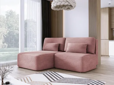 Zdjęcie produktu dla DomoHome Narożnik TILIA 213x158x95cm w kształcie litery L wolnostojący niebieski Lewa strona 150x213cm Funkcja spania i pojemnik na pościel, Wygodna część dzienna w tkaninie TILIA, W komplecie 4 poduszki oparciowe