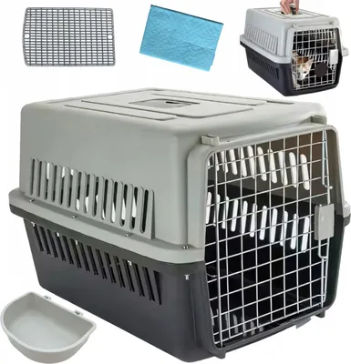 Zdjęcie produktu dla Transporter podróżny klatka dla psa kota z poidełkiem matą 48 x 31 x 30 cm