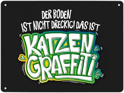 Produktbild von Metallschild XL mit Spruch: Katzengraffiti Schild Blechschild Aluminiumschild