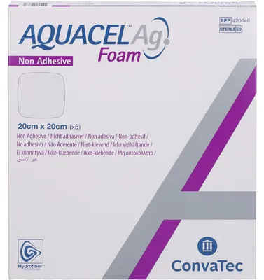 Obrázek produktu pro AQUACEL Ag Pěna nelepivá 20x20cm, 5 ks VER