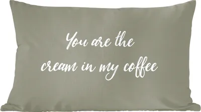 Produktbild von MuchoWow® Zierkissen Sofakissen Wohnzimmer Dekokissen 50x30 cm Sprichwörter - Du bist die Sahne in meinem Kaffee - Partner - Zitate - Wohnzimmerdekoration - Polster mit Photo