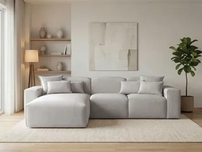 Produktbild von GrainGold Ecksofa L-Form Links Leni - Ecksofa fürs Wohnzimmer - Moderne Ecksofa, Wohnzimmer Ecksofa - Eckcouch Hellgrau (Komodo 20)