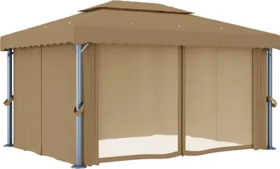 Obrázok produktu pre vidaXL Altánok so závesom 4x3 m Taupe Aluminium