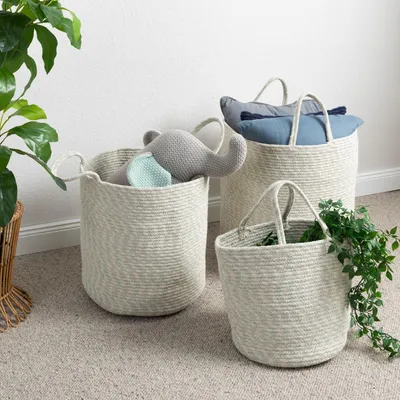 Produktbild von Steffensmeier Tasche Bali | Stauraum | Korb | Wolle | Grün Creme | 28x28 cm