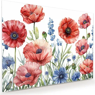 Produktbild von Glasbild 120x90cm in XXL für Wohnzimmer, Schlafzimmer Motiv Blumenwiese Kunstvoll