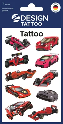 Immagine prodotto di AVERY Zweckform 56764 ZDesign KIDS tatuaggi per bambini "Auto da corsa", nero/rosso