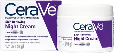 Produktbild von Gesichtscreme, CeraVe, Nachtcreme, spendet Feuchtigkeit für trockene und müde Haut, mit Niacinamid und Hyaluronsäure, parfümfrei, nicht fettend, 48gr