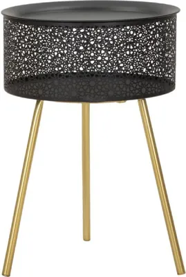 Produktbild von Beistelltisch Blacky 35 x 35 x 50 cm Metall Schwarz Gold