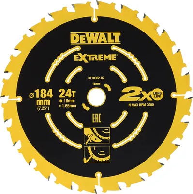 Image de Lame de scie circulaire ø184x16mm 24 dents DEWALT DT10302-QZ