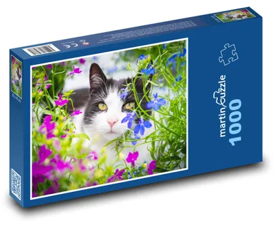 Obrázek produktu pro Puzzle 1000 Kočka mezi květinami - martinpuzzle