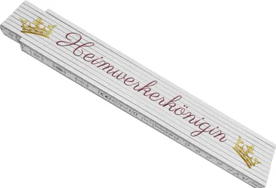 Produktbild von Bedruckter Meterstab aus Holz mit Spruch Heimwerkerkönigin und Krone
