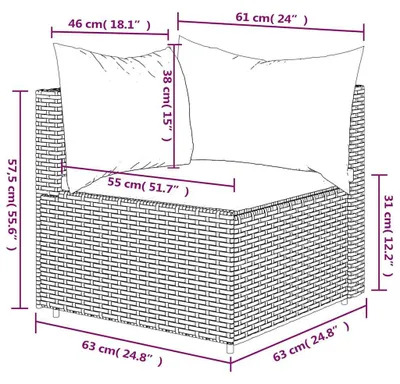 Produktbild von vidaXL Garten-Ecksofa mit Kissen Schwarz Poly Rattan