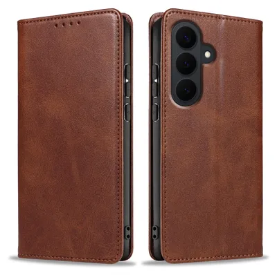 Produktbild von Handyhülle für Samsung Galaxy S26 FE Kunstleder Flip Cover Hülle Handytasche Case Kartenfach Farbe: Dunkelbraun