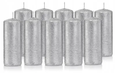 Produktbild von Drobo Weihnachtskerzen Zylinder Set Silber Glitzer