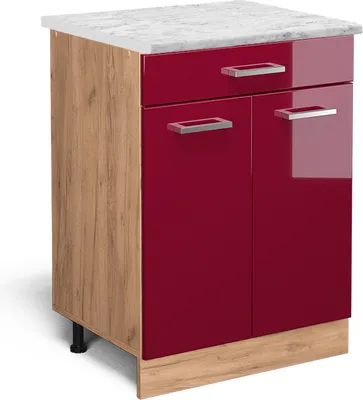 Produktbild von Küchenunterschrank Vicco R-Line Rot Hochglanz 60 cm AP Marmor, Model 46067