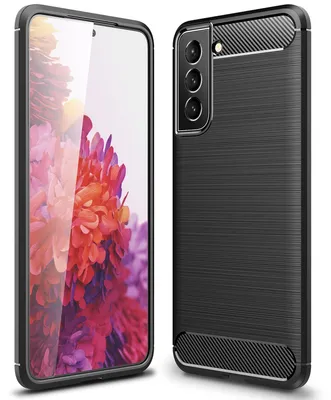 Produktbild von NALIA Carbon Look Case für Samsung Galaxy S22, Matt-Schwarze Silikonhülle Anti-Fingerabdruck Kohlefaser-Optik Handyhülle