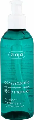 A bottle of Ziaja Manuka Leaf Purifying Gel for normal, oily, and combination skin.