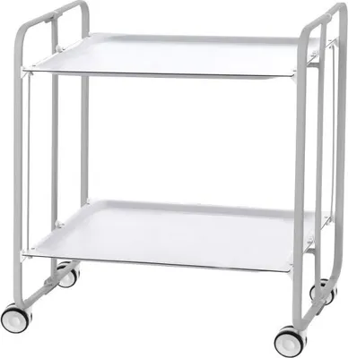 Produktbild von DON HIERRO - Klappbarer Servierwagen BAUHAUS mit Rollen – Metallgestell grau, 2 Ebenen, 4 Positionen