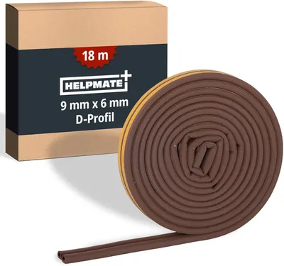 Immagine prodotto di Guarnizione autoadesiva a profilo a "D", 9 x 6 mm, 18 metri, marrone, per finestre e porte