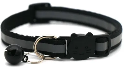 Produktbild von 2 Stück Katzenhalsbänder mit Glöckchen und Sicherheitsauslöser (schwarz), 19–32 cm