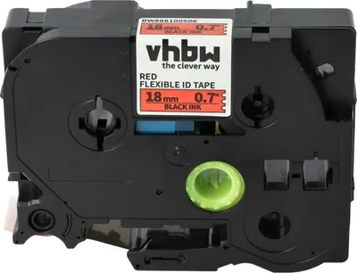 Produktbild von vhbw Schriftband-Kassette kompatibel mit Brother PT 2450, 2450CC, 2450DX, 2430PC Etiketten-Drucker 8m x 18mm Schwarz auf Rot, Flexibel, Laminiert