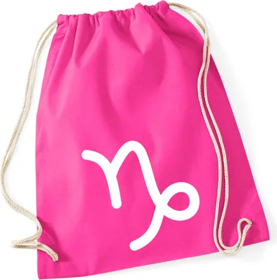 Produktbild von Huuraa Turnbeutel Steinbock Sternzeichen Zeichen 12 Liter Fuchsia Baumwolle Rucksack Geschenkidee