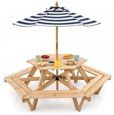 Produktbild von KOMFOTTEU Kindersitzgruppe, Sitzgruppe mit Tisch & Bänken für 6 Personen