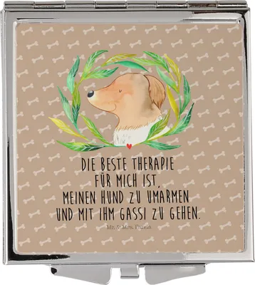 Produktbild von Mr. & Mrs. Panda Kosmetikspiegel Hund Blumen - Hundeglück - Geschenk, Schminkspiegel, Klein, klappbar, Taschenspiegel, Kleiner Spiegel, Hunde, Ranke, Sprüche, Handspiegel
